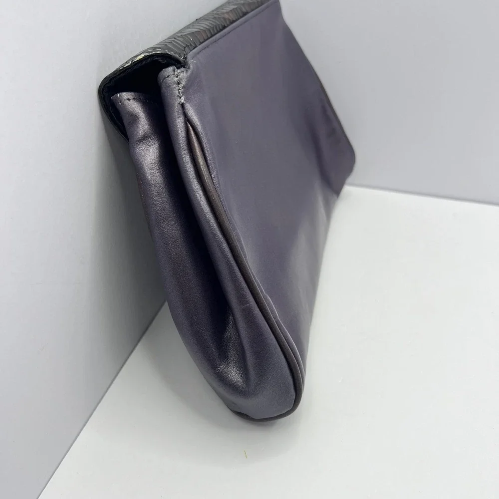 Vintage Faux Croc Clutch Envelope Evening Bag Brown Purple Chic Retro Midcentury